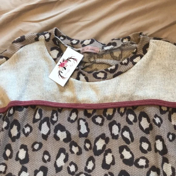Leopard tan dark tan dustyrose ladies Large new w/tags soft light comfy CesFemme - Picture 4 of 7
